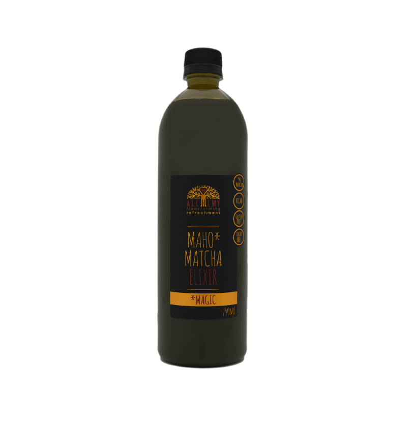 Bottle of Alchemy Maho Matcha Syrup