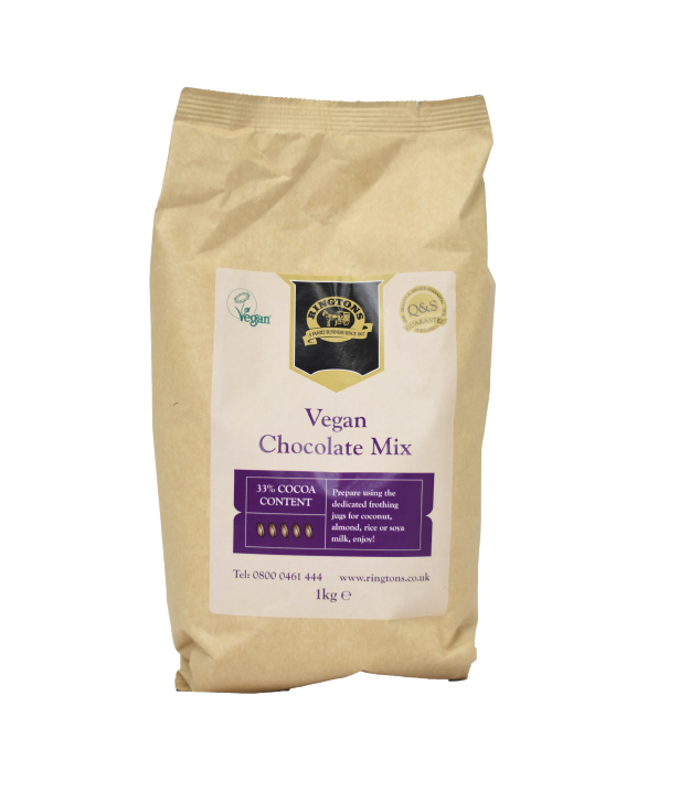 A bag of Ringtons vegan hot chocolate powder