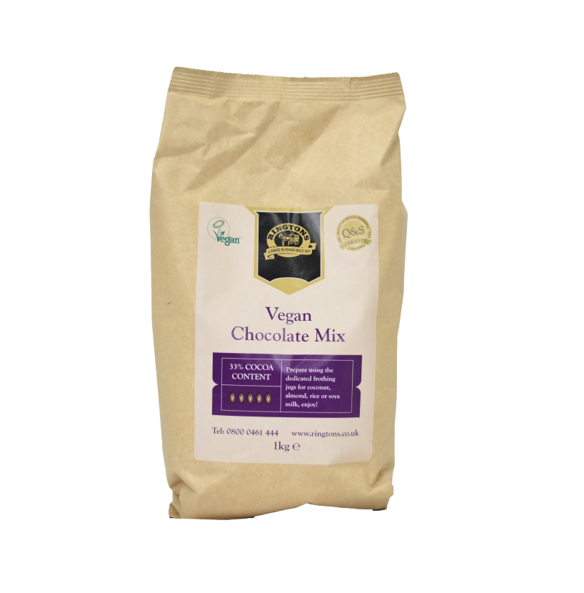 A bag of Ringtons vegan hot chocolate powder