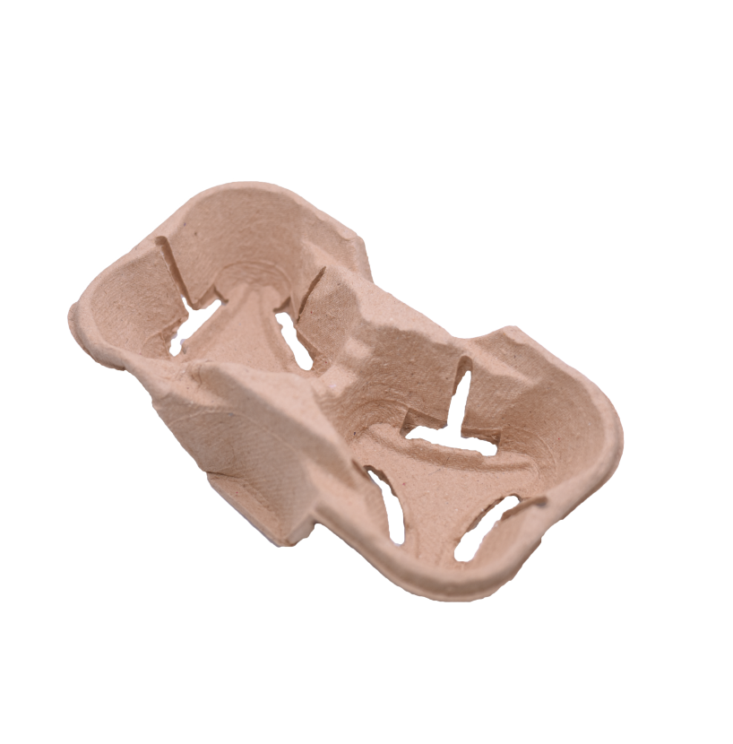 A cardboard cup holder for two disposable cups