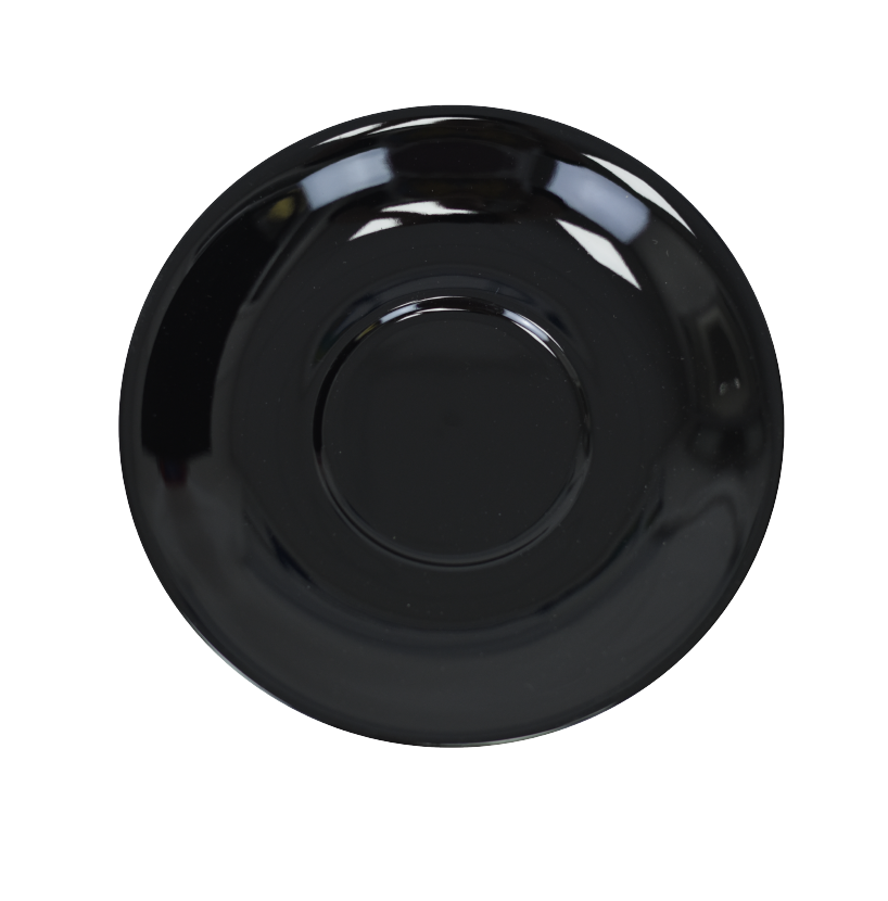 A black cup saucer