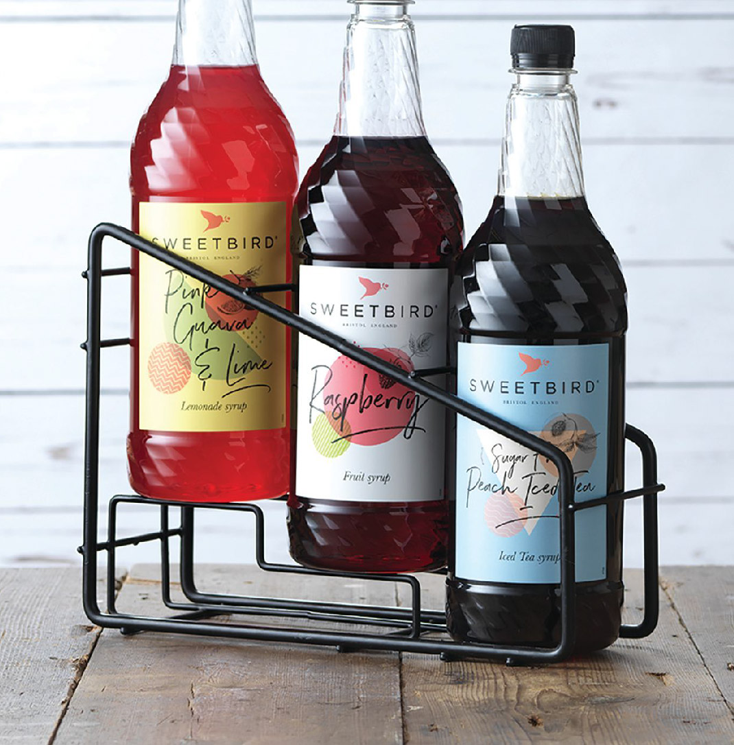 Sweetbird Syrup Stand with syrups