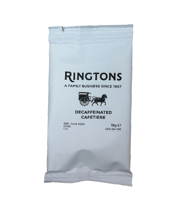 A packet of Ringtons decaf cafetiere coffee