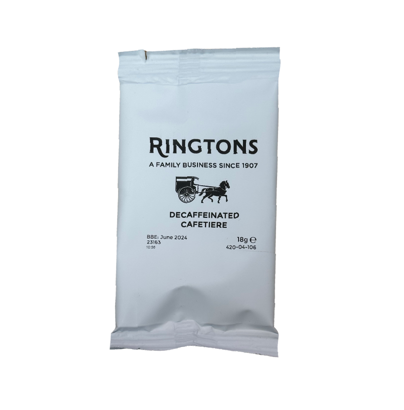 A packet of Ringtons decaf cafetiere coffee