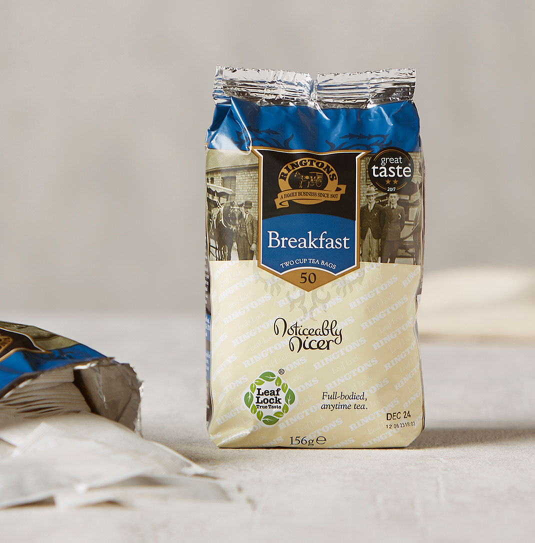 Two packets of Ringtons breakfast teabags