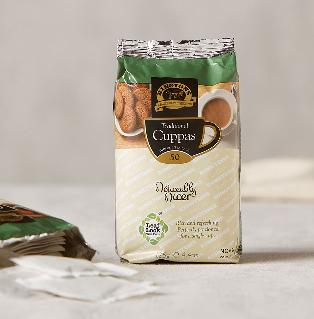 Two packets of Ringtons traditional cuppas teabags