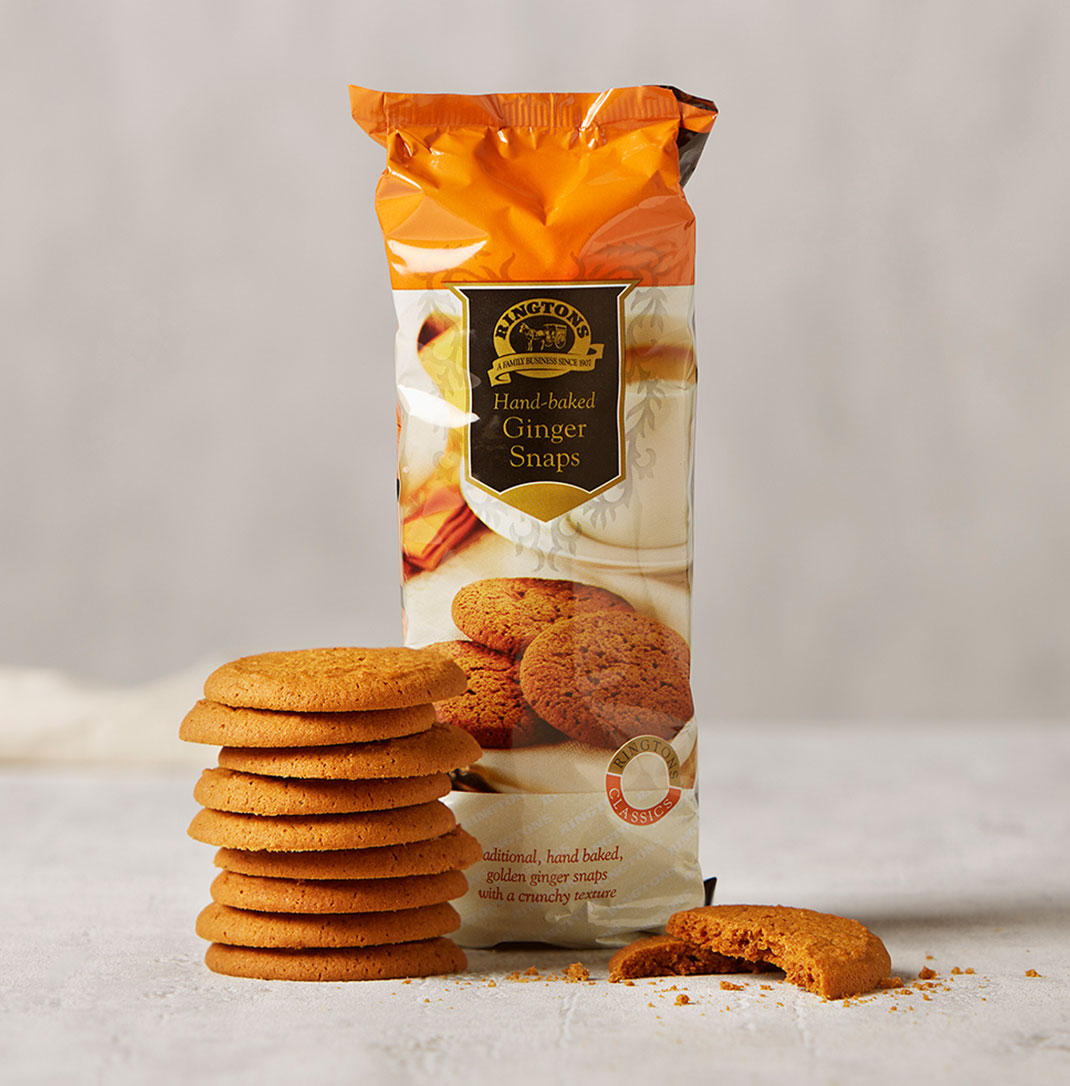 A packet of Ringtons hand-baked ginger snaps