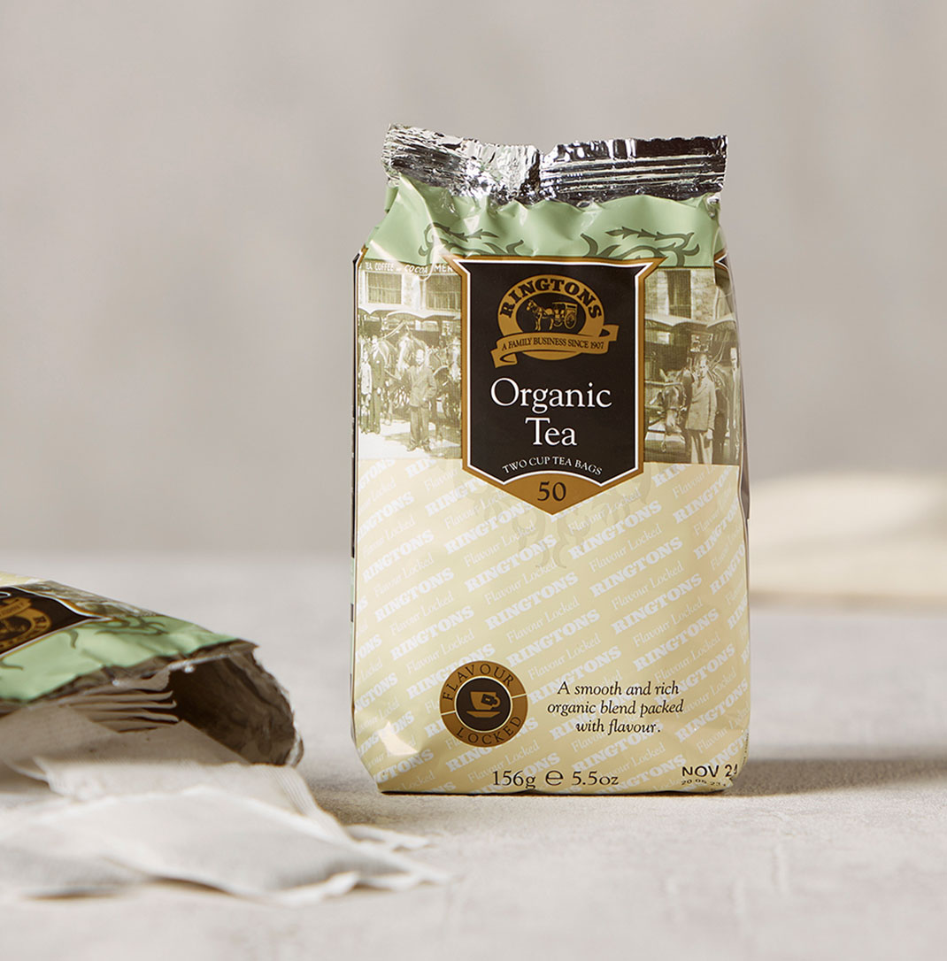 Two packets of Ringtons organic teabags