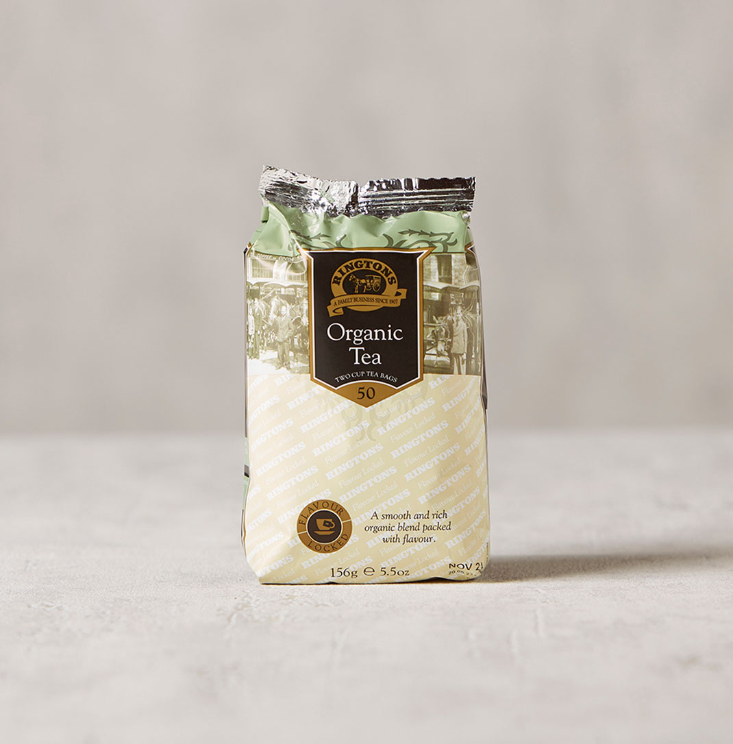 A packet of Ringtons organic teabags