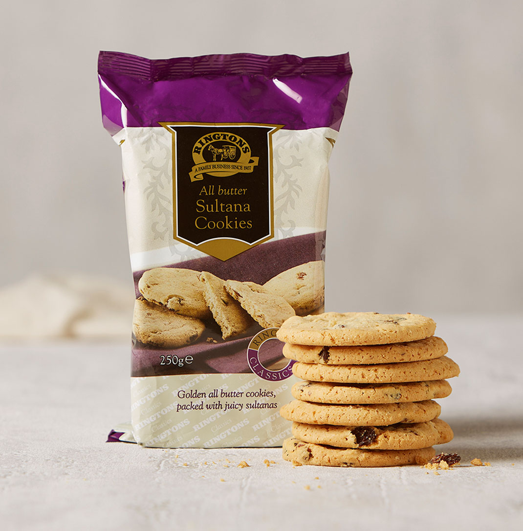 A packet of Ringtons all butter sultana cookies