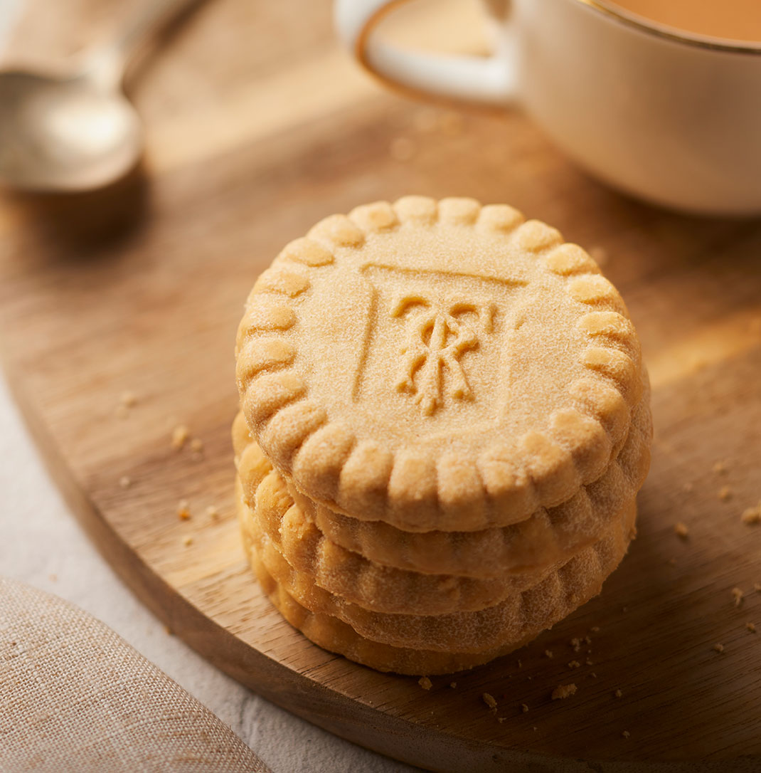 A stack of Ringtons all butter shortbread biscuits